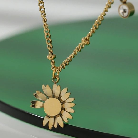 New 18K Gold Plated Diamond Drop Daisy Ankle Bracelet Foot Feet Anklet - Picture 2 of 5